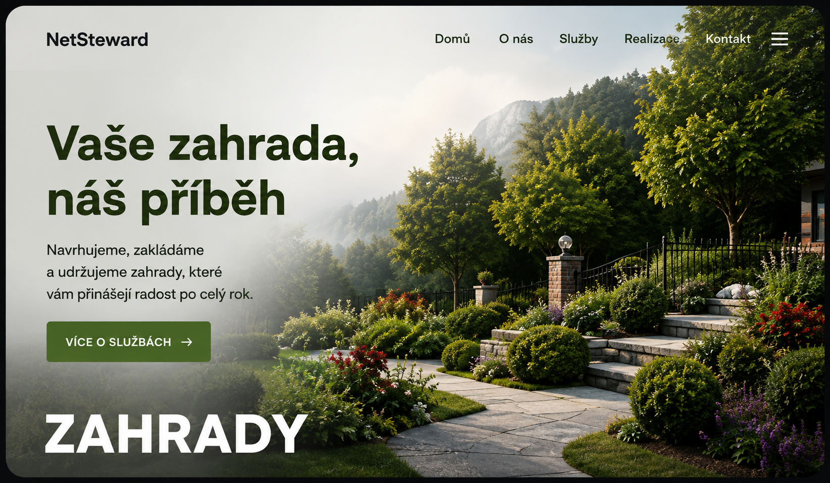 Ukázka webu zahradní firmy
